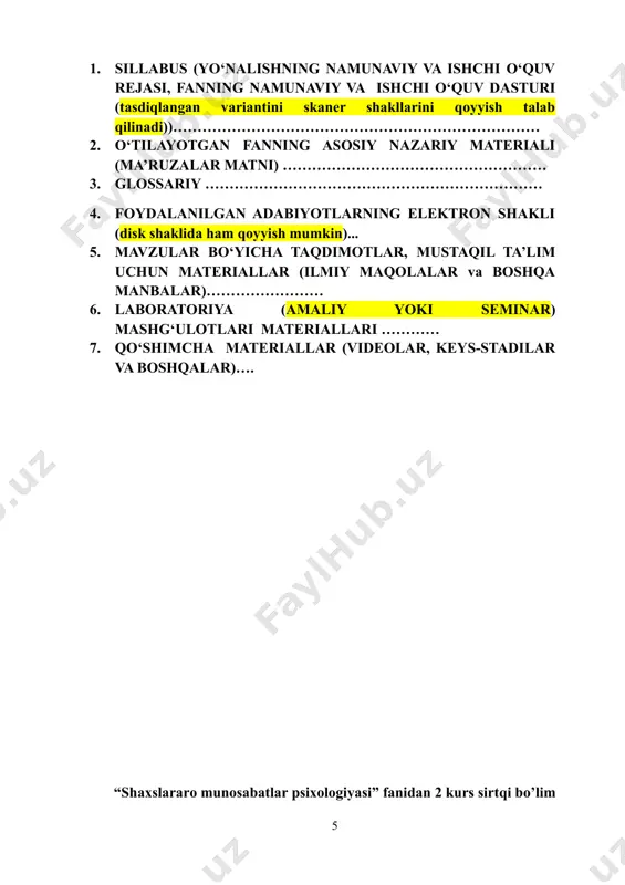 fada muomala muammosining metodologik asoslari. muomalaning falsafiy-antropologik nazariyalari informasion, interaksional va relyasion yondashuvlar. sosial psixolognyaning turli nazariy yo’nalishlarida muomala talqini neobixevioristik yo’nalish. kognitiv yo’nalish. interaksion yo’nalish. psixoanalitik yo’nalish. muomalani madaniy tadqiq etilishini amaliy jihatlarni anglab etishda o‘ziga xos ahamiyat kasb etadi. talabalar uchun talablar: · o‘qituvchiga va guruhdoshlarga nisbatan hurmat bilan munosabatda bo‘lish; · samdu ichki tartib - intizom qoidalariga rioya qilish; · uyali telefonni dars davomida o‘chirish; · berilgan uy vazifasi va mustaqil ish topshiriqlarini o‘z vaqtida va sifatli bajarish; · darslarga qatnashish majburiy hisoblanadi, dars qoldirilgan holatda qoldirilgan darslar qayta o‘zlashtirilishi shart; · darslarga oldindan tayyorlanib kelish va faol ishtirok etish; · talaba o‘qituvchidan so‘ng, dars xonasiga - mashg‘ulotga kiritilmaydi; · talaba reyting ballidan norozi bo‘lsa e'lon qilingan vaqtdan boshlab 1 kun mobaynida apellyasiya komissiyasiga murojat qilishi mumkin. elektron pochta orqali munosabatlar tartibi: professor-o‘qituvchi va talaba o‘rtasidagi aloqa elektron pochta orqali ham amalga oshirilishi mumkin, telefon orqali baho …