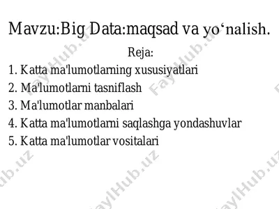 big data: maqsad va yo‘nalish — PDF