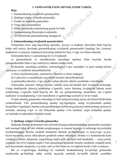 gimnastikaning rivojlanish tarixi — DOCX