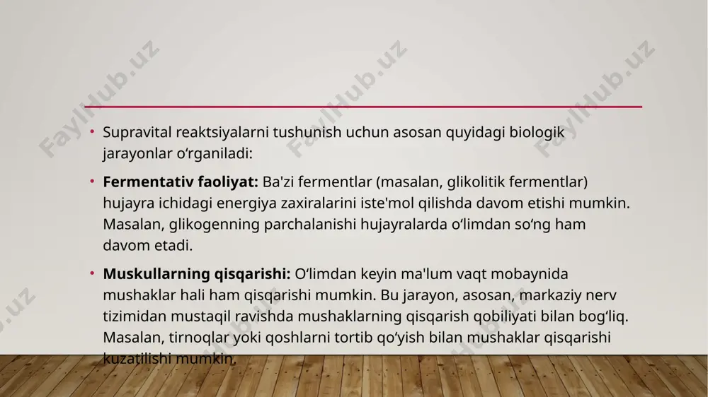 vital reaktsiyalar ahamiyati eksperimental biologiya hujayra va to‘qimalarning o‘limidan keyin ham faoliyat ko‘rsatishi mumkinligi eksperimental tadqiqotlarda muhim ahamiyatga ega. bu orqali organizmdagi jarayonlarning mexanizmlarini o‘rganish mumkin. image1.jpg /docprops/thumbnail.jpeg