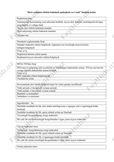 sifatni baholash standarti — DOCX
