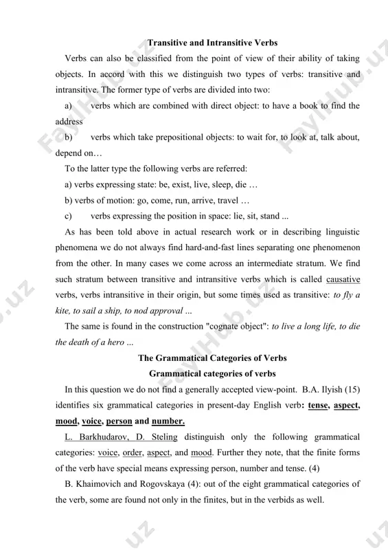 ects. h. poutsma (39) besides the two voices mentioned above finds one more voice – reflexive. he writes: "it has been observed that the meaning of the greek medium is normally expressed in english by means of reflexive or, less fre​quently, by reciprocal pronouns". it is because of this h. poutsma distinguishes in modern english the third voice. he transfers the system of the greek grammar into the system of english. he gives the following examples: he got to bed, covered himself up warm and fell asleep. h. whitehall (43) this grammarian the traditional terms indirect and direct objects replaced by inner and outer complements (words of position 3 and 4) consequently. the passive voice from his point of view is the motion of the words of position 3 and 4 to position one. the verb is transformed into a word-group introduced by parts of be, become, get and the …