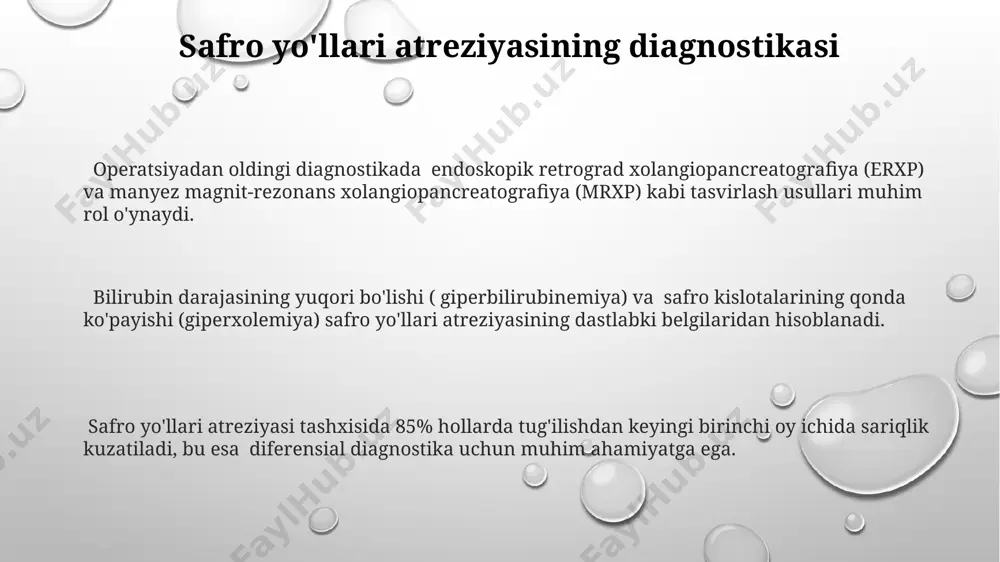 tga kelishi va jigar funksiyasining yaxshilanishi 6-12 oy ichida kuzatiladi, ammo ba'zi hollarda jigar transplantatsiyasi zarurati 5% gacha uchraydi. kasallikning turi va jarrohlik usullari biliary atresia sabablari turlicha bo'lib, 1-turdagi (perinatal) atresia hollarda jarrohlik operatsiyasi, masalan, kasai protsedurasi 2 oylikgacha tavsiya etiladi, muvaffaqiyat darajasi 50-70% ni tashkil etadi. operatsiya tanlovi bemorning yoshi, atresia darajasi va umumiy sog'lig'iga bog'liq. masalan, 3 oylikdan katta bolalarda kasai protsedurasi samaradorligi ancha past bo'ladi va jigar transplantatsiyasi ko'proq afzal ko'riladi. biliary atresia ii turini (postnatal) davolashda gepatoportoenterostomiya (kasai) bilan birga gepatobiliar iritsiya, cho'zish va revaskulyarizatsiya usullari qo'llanilishi mumkin. ba'zi hollarda jigar transplantatsiyasi zarur. hepatoportoenterostomiya jarrohlik paytida, jarroh jigar, o't pufagi va ingichka ichakning bir qismini birlashtirib, yangi safro yo'lini yaratadi, bu esa taxminan 85% muvaffaqiyat ko'rsatkichiga ega. gepatoportoenterostomiya, atreziya tufayli obstruksiya qilingan safro yo'llarini tiklash uchun ishlatiladigan jarrohlik protsedurasi bo'lib, o'rtacha 5-7 soat davom etadi va bemorning yoshi va umumiy holatiga bog'liq murakkablik darajasiga ega. …