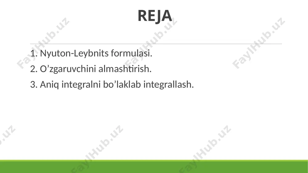 aniq integralda o’zgaruvchini almashtirish va bo’laklab integrallash - Page 2