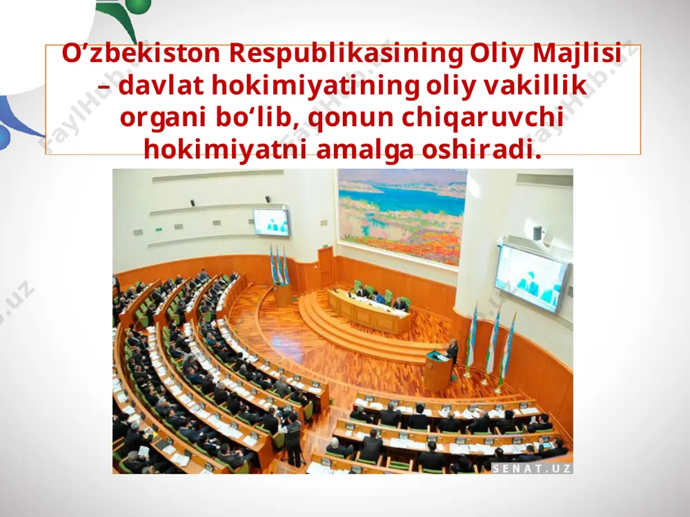 iyat amalga oshiriladi? 10. oliy majlis qanday ishlarni amalga oshiradi? 11. oliy majlis nimalar ustidan nazorat yuritadi? image2.jpeg image3.jpeg image4.jpeg image5.jpeg image6.jpeg image7.gif image8.jpeg image9.jpeg image10.jpeg image11.jpeg image12.jpeg image1.jpg