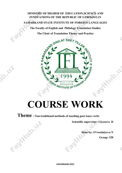 non-traditional methods of teaching past tense verbs — DOCX