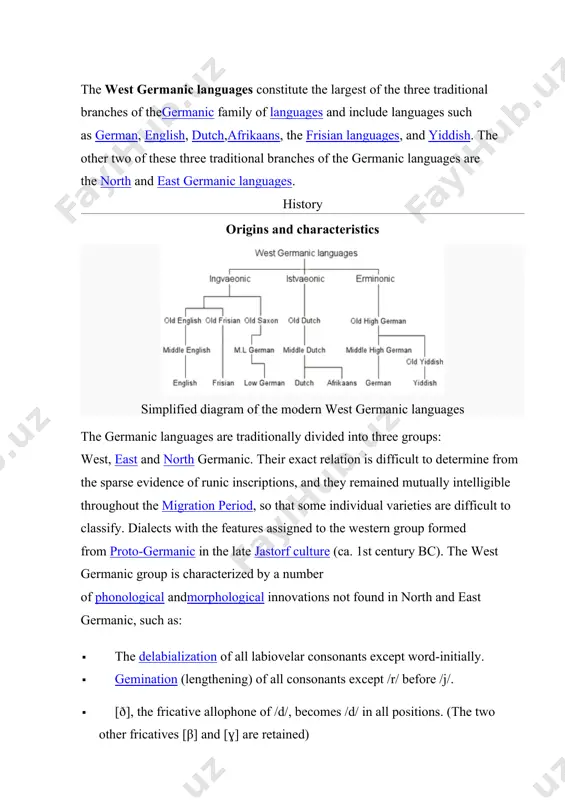 rmanic languages descend from a common ancestor later than proto-germanic, that is, they doubt whether a "proto-west-germanic" ever existed.northwest germanic rather, some have argued that after east germanic broke off from the group, the remaining germanic languages, the languages, divided into four main dialects: north germanic, and the three groups conventionally called "west germanic", namely 1. north sea germanic (ingvaeonic, ancestral to anglo-frisian and low german) 2. weser-rhine germanic (istvaeonic, ancestral to low franconian) 3. elbe germanic (irminonic, ancestral to high german) evidence for this view comes from a number of linguistic innovations found in both north germanic and west germanic, including: · the lowering of proto-germanic ē (/ɛː/, also written ǣ) to ā. · the development of umlaut. · the rhotacism of /z/ to /r/. · the development of the demonstrative pronoun ancestral to english this. under this view, the properties that the west germanic languages have in common …