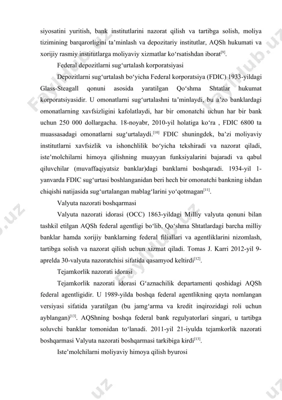 ibiga kirdi[13]. isteʼmolchilarni moliyaviy himoya qilish byurosi bank tasnifi qoʻshma shtatlarda bank olishi mumkin boʻlgan turli tasniflar va nizomlar mavjud va ularning tasnifiga qarab, ular federal rezerv tomonidan nazorat qilinishi va fdic yoki occ tomonidan nazorat qilinishi mumkin. milliy bank milliy bank — bu milliy yoki federal nizomga ega boʻlgan va istalgan shtatda butun mamlakat boʻylab ishlashga ruxsat berilgan bank. milliy bank toʻgʻrisidagi qonun nizomiga ega boʻlishning afzalligi shundaki, milliy bank yirtqich kreditlarning oldini olishga qaratilgan davlat sudxoʻrlik qonunlariga boʻysunmaydi. (biroq, shuningdek qarang: cuomo v. clearing house association, llc, federal bank qoidalari shtatlarning oʻzlarining adolatli kreditlash qonunlarini qoʻllash qobiliyatini istisno qilmasligini taʼkidladi.) hozirda stavkalar boʻyicha federal chegara yoʻq. federal hukumat faqat emitentlar tomonidan belgilangan stavkalar, toʻlovlar yoki shartlar isteʼmolchiga „kredit berishda haqiqat toʻgʻrisidagi qonunga muvofiq oshkor etilishini talab qiladi. milliy bankning korporativ nomida milliy yoki na boʻlishi kerak. davlat banki davlat banki — bu davlat ustaviga ega boʻlgan bank boʻlib, …