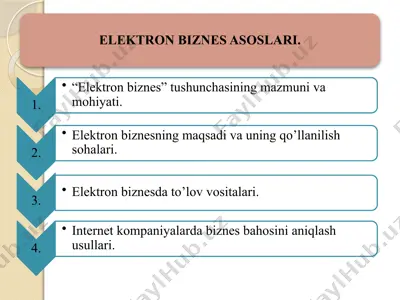 elektron tijorat to‘g‘risida qonun — PPTX