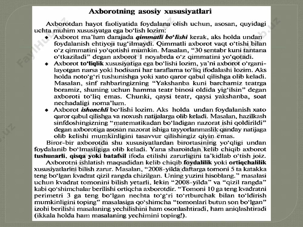 axborotlarni tasvirlash usullari. kodlashtirish - Page 4