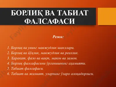 borliq va tabiat falsafasi — PPTX