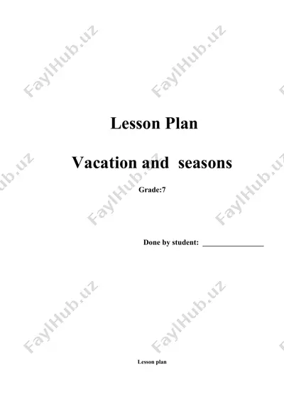 lesson plan: vacation and seasons for 7th grade english language — DOCX
