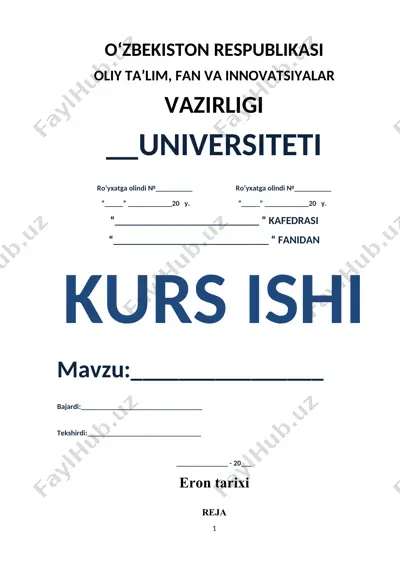 kurs ishi: eronda eron tarixi — DOC