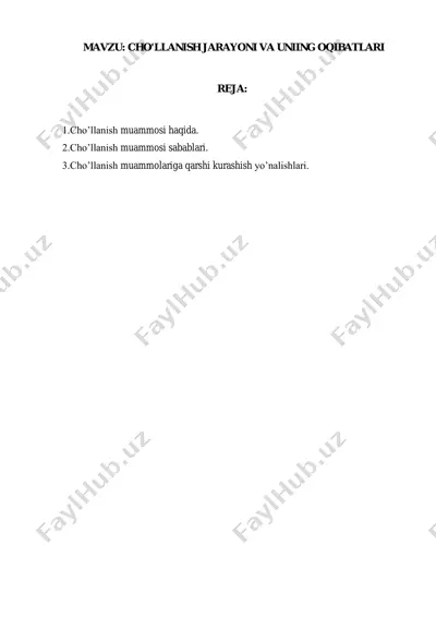 cho'llanish jarayoni va uning oqibatlari — PDF