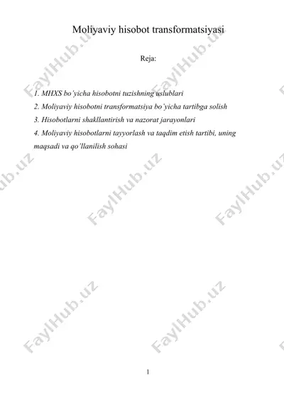 moliyaviy hisobot transformatsiyasi — DOCX