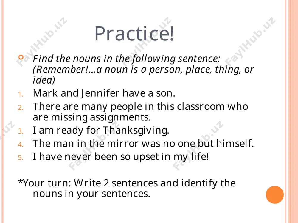 orgerund, or the object of the preposition. here are some examples: at noon at = preposition; noon = noun or the object of the preposition. behind them behind = preposition; them = pronoun or the object of the preposition.