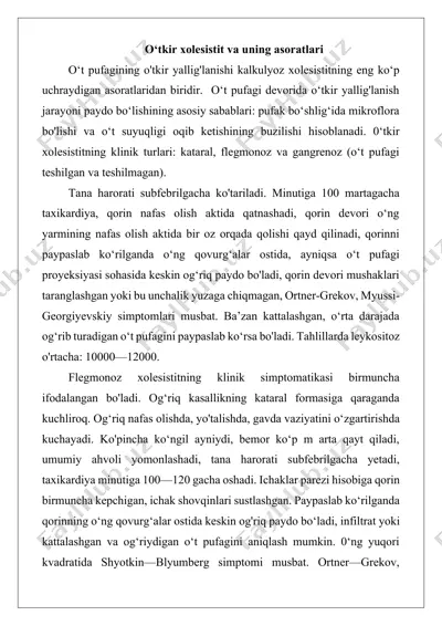 o‘tkir xolesistit va uning asoratlari — DOCX