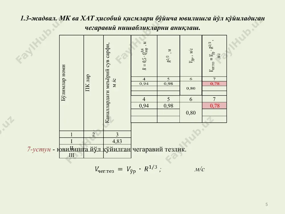 бош каналининг ишчи қисмини лойиҳалаш - Page 5