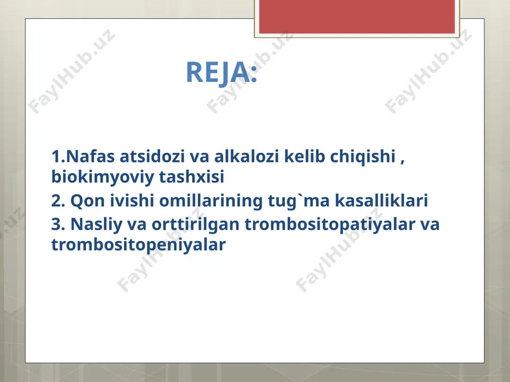 y qizlarning ota-onalari - bemor ota va tashuvchi ona hisoblanadi. 70 %dan yugori holatlarda gemofiliya bemorlarning nogiron bo'lishiga olib keladi. bunday patologiya har 50000 yangi tug'ilgan chaqaloqlardan birida uchraydi. gemofiliyaning uch turi farqlanadi: gemofiliya a - x-xromosomadagi retsessiv mutatsiya. a gemofiliyasida viii (antigemofil globulin) omilning yetishmovchiligi qayd etiladi. bu gemofiliyaning eng keng tarqalgan turi bo lib, 80 - 85 % holatlarda uchraydi. viii omil darajasi 5 - 20% bo'lgan holatlarda, jarohatlar va jarrohlik aralashuvlarida og'ir gon ketishlar kuzatiladi. gemofiliya b - x-xromosoma bo yicha retsessiv mutatsiya, ix (kristmas omili) omilning yetishmovchiligi bilan tavsiflanadi. gemofiliyaning bu turida ikkilamchi koagulyatsion tiqinning hosil bo lishi buziladi. gemofiliya c — autosom-retsessiv, yoki irsiylanishni to liqmas namoyon bolishi (penetrantlik) bilan kechuvchi dominant turi.gemofiliyaning bu turi erkaklarda ham, ayollarda ham uchrashi mumkin. xi omilning yetishmovchiligi qayd etiladi. gemofiliyaning bu turi asosan ashkenazi yahudiylari (markaziy yevropa yahudiylari) orasida keng targalgan. trombotsitopatiya - bu gemostazda etarli darajada ishtirok …