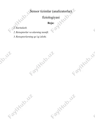 sensor tizimlar (analizatorlar) — DOCX