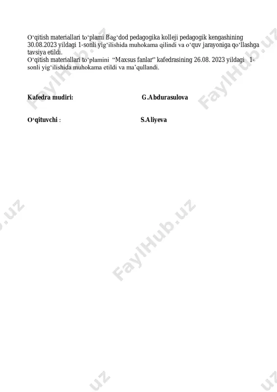 g o‘qitish texnologiyasi modeli. vaqt: 80 daqiqa ta`lim oluvchilar soni: 25-30 nafar mashg‘ulotning shakli turi nazariy bilimlarni mustahkamlovchi o‘quv mashg‘uloti o‘quv mashg‘ulot rejasi: 1.inklyuziv ta’lim tushunchasi. 2.inklyuziv ta’lim atamasi 3.inklyuziv va integratsiya haqiqa tushun cha o‘quv mashg‘ulot maqsadi:inklyuziv ta’lim uning atamasi va integratsiyadan farqi haqidagi bilimlarni yetkazish. o‘qitish natijalari: inklyuziv ta’lim haqidagi bilim ko‘nikma va malakalarga ega bo‘ladilar pedagogik vazifalar: 1.inklyuziv ta’lim tushunchasi haqida ma’lumot berish. 2.inklyuziv ta’lim atamasi haqida tushunchalarni yetkazish. 3.inklyuziv va integratsiya haqiqa ma’lumotlar berish o‘quv faoliyati natijalari: 1.inklyuziv ta’lim tushunchasi haqida ma’lumotga ega bo‘ladilar. 2.inklyuziv ta’lim atamasi haqida tushunib oladilar. 3.inklyuziv va integratsiya haqiqa ma’lumotlarga ega bo‘ladilar. ta’lim usullari namoyish, kitob bilan ishlash, “dumaloq stol” metodi. ta’lim berish shakli akt, ma’ruza matn, yozuv taxtasi, slaydlar, kompyuter. ta’lim vositalari guruh bilan ishlash ta’lim berish sharoiti guruhlarda ishlashga mo‘ljallangan xona monitoring va baholash. dumaloq stol metodi, o‘quv topshiriq, nazorat savollari orqali o‘quv mashg‘ulotining texnologik xaritasi ish bosqichlari va …