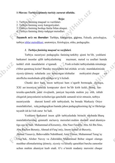 tarbiya fanining maqsad va vazifalari — DOC