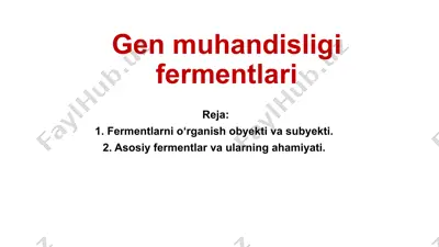 gen muhandisligi fermentlari — PPTX