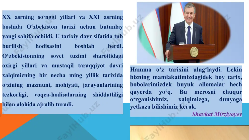 azifalari aniq va tizimli belgilanganini ko’rish mumkin. я / o’zbekistonda yoshlarga oid davlat siyosati aniq maqsadlarni ko’zlagan holda, bosqichma bosqich, kompleks chora-tadbirlarga asoslangan holda izchil davom ettirilmoqda. bu borada shavkat mirziyoyev tomonidan ijtimoiy, ma’naviy-ma’rifiy sohalardagi sa’y-harakatlarni tizimli asosda yo’lga qo’yish bo’yicha 5 ta muhim tashabbusning ilgari surilisi o’zbekiston tarixida yoshlar ta’lim-tarbiyasi bo’yicha yana bir yangi bosqichni boshlab berdi. birinchi tashabbus - yoshlarning musiqa, rassomlik, adabiyot, teatr va san’atning boshqa turlariga qiziqishlarini oshirishga, iste’dodini yuzaga chiqarishga hizmat qiladi. ikkinchi tashabbus - yoshlarni jismoniy chiniqtirish, ularning sport sohasida qobiliyatini namoyon qilishlari uchun zarur sharoitlar yaratishga yonaltirilgan. uchinchi tashabbus - aholi va yoshlar o’rtasida kompyuter texnologiyalari va internetdan samarali foydalanishni tashkil etishga qaratilgan. to’rtinchi tashabbus - yoshlar ma’naviyatini yuksaltirish, ular o’rtasida kitobxon-likni keng targ’ib qilish bo’yicha tizimli ishlarni tashkil etishga yonaltirilgan. besinchi tashabbus - xotin-qizlarni ish bilan ta’minlash masalalarini nazarda tutadi yuksak intellektual salohiyatli, ma’naviy barkamol avlodni tarbiyalash, komil insonni voyaga yetkazishda o’zbekistonda …