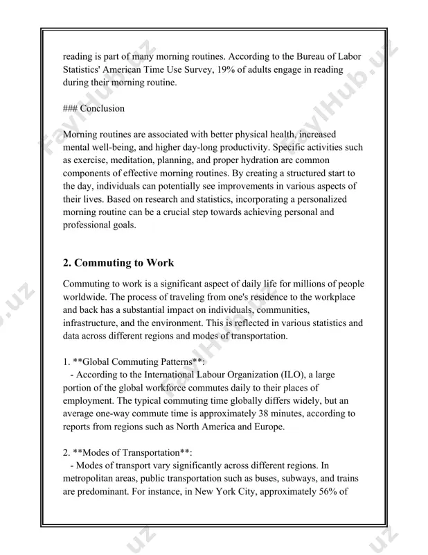e-sharing programs, and improved public transport networks are part of future commuting solutions. the international energy agency (iea) projects that electric vehicle stock could reach 245 million by 2030 as part of efforts to reduce emissions tied to commuting. the above statistics and data illustrate the intricate factors and effects surrounding commuting to work, showcasing its complexity and importance in shaping economic, social, and environmental outcomes. 3. workplace environment ### workplace environment the workplace environment is a critical factor in determining employee satisfaction, productivity, and overall organizational success. it encompasses a variety of elements, including physical space, technological resources, company culture, and policies. this data-driven overview provides insights into key aspects of the workplace environment, supported by relevant statistics and information. #### physical work environment 1. **office layouts**: according to knoll workplace research, an effective office layout can increase productivity by up to 20%. open-plan offices have been found to …