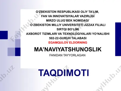 ma’naviyat va madaniyat — PPT