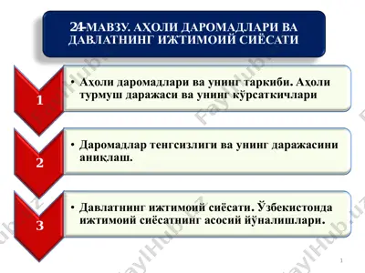 aholi daromadlari va davlatning ijtimoiy siyosati — PDF