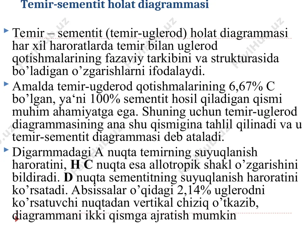sifatli uglerodli pо’latlardan issiq holatda prokatlash yо’li bilan turli prokatlar (balkalar, chiviq, shveller, burchakliklar, trubalar, listlar), pokovkalar, qurilish konstruktsiyalari, armatura va mashinalarning yengil sharoitda ishlaydigan detallari tayyorlanadi. bu pо’latlar ishlatilish sohasiga kо’ra va kafolatlanadigan xossalariga qarab uchta guruhga bо’linadi: a - mexanik xossalari kafolatlanadi; б - kimyoviy tarkibi kafolatlanadi; в - mexanik xossalari va kimyoviy tarkibi kafolatlanadi. davomi bu guruhlarga quyidagi markali pо’latlar kiradi: а - ст.0, ст.1, ст.2, ст.3, ст.4, ст.5, ст.6; б - б ст.0, б ст.1, б ст.2, б ст.3, б ст.4, б ст.5, б ст.6; в - в ст.2, в ст.3, в ст.4, в ст.5. barcha guruhlarga mansub 1, 2, 3 va 4 raqamli pо’latlar qaynaydigan, oraliq va turg’un, 5 va 6 raqamli pо’latlar esa oraliq va turg’un qilib tayyorlanadi. pо’latlarning markasidagi “ст.” belgisi shu qotishmaning pо’lat (stal) ekanligini, raqamlar esa (0...6) - pо’latning tarkibi va mexanik xossalariga bog’liq shartli raqamlardir. pо’latning qaytarilganlik darajasini kо’rsatish uchun …
