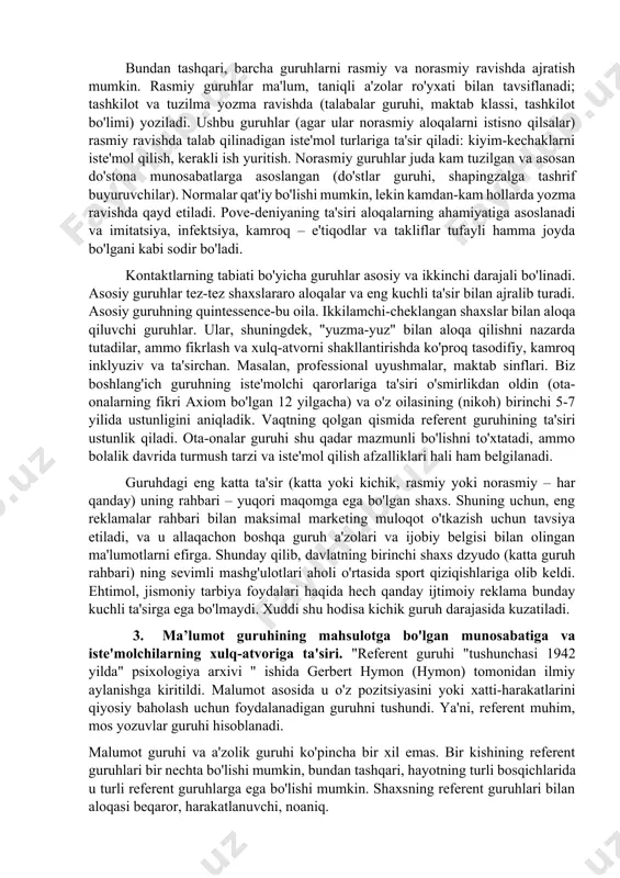 rqali sotuvchilar iste'molchining noyobligi, yagona va bunday mahsulotlarni sotib olish, ma'lum bir turmush darajasiga yaqinlashishi, boshqalarga sotib olingan narsalarni namoyish etish va hayratga tushish imkoniyatini qo'lga kiritadi. yangilik har doim odamlarni o'ziga tortadi, u o'zgarishlarga muhtoj, mavjud narsalar va munosabatlarni yangilash bilan bog'liq. yangilikga intilish-yangi his-tuyg'ularni izlashdir. iqtisodiyotga bo'lgan ehtiyoj kutish mumkin bo'lgan bunday ustunlikka ega emas. narx ko'pincha mol-mulkka ega bo'lgan xizmatlar bilan taqqoslaganda juda ko'pdir, lekin qo'shimcha sifat kafolati sifatida sotishning asosiy omili bo'lishi mumkin. k. semenov, o'rta sinf iste'molchi tanlovini belgilaydigan parametrlar sxemasini taklif qiladi: qadriyatlar = sifat = narx = daromad = bandlik = nufuz bu, shuningdek, zamonaviy rus sharoitida, iste'mol xulq maxsus va bunday aholi daromadlari, hayot sifati pasayishi, va, shunga ko'ra, tovarlar sifati, aholining jinsiy yosh tuzilishi o'zgarishlar uchun talablar kamayishiga tushib sifatida ijtimoiy va demografik omillar, bir qator ta'sir ko'rsatadi, deb qayd etadi. iste'molchilarning xulq-atvori, birinchi navbatda, tovarlar narxi va iste'molchilarning daromadlari bilan …