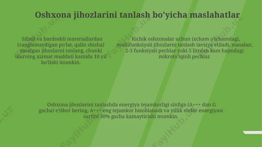 oshxona maishiy texnikalarini saqlash, tozalash va jihozlash usullari - Page 5