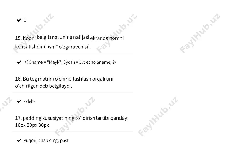 rating. 17: konusni ifodalovchi klass яrating. 18: kesik konusni ifodalovchi klass яrating. 19: silindrni ifodalovchi klass яrating. 20: muntazam besh burchakni ifodalovchi klass яrating. 21: muntazam olti burchakni ifodalovchi klass яrating. 22: muntazam sakkiz burchakni ifodalovchi klass яrating. 23: asosi uchburchakdan iborat bo„lgan prizmani ifodalovchi klass яrating. 24: asosi to„g„ri to„rtburchakdan iborat bo„lgan prizmani ifodalovchi klass яrating. 25: asosi uchburchakdan iborat bo„lgan kesik piramidani ifodalovchi klass яrating. 26: uchburchakni ifodalovchi klass яrating. 27: to„rtburchakni ifodalovchi klass яrating. 28: paralelogrammni ifodalovchi klass яrating. tоpshiriqlаr: satrlar va qatorlar bilan ishlash. 1. satr berilgan. satrning birinchi va oxirgi belgisi kodini chiqaruvchi va bu belgilar o‟zniga birinchisiga familiyangiz oxirgi belgini ismingiz bilan almashtirish dastur tuzing. 1. kiritilgan so‟zdagi belgilarni, kodlar jadvalidan foydalanib shu belgining o‟rniga belgidan oldingi va keyingi belgi bilan almashtiruvchi dastur tuzing. masalan „b‟ xarf o‟rniga „ac‟ belgi. 1. ikkita satr berilgan. shu satrlar ketma-ketligidan iborat yangi satr xosil qiling va ekranga …