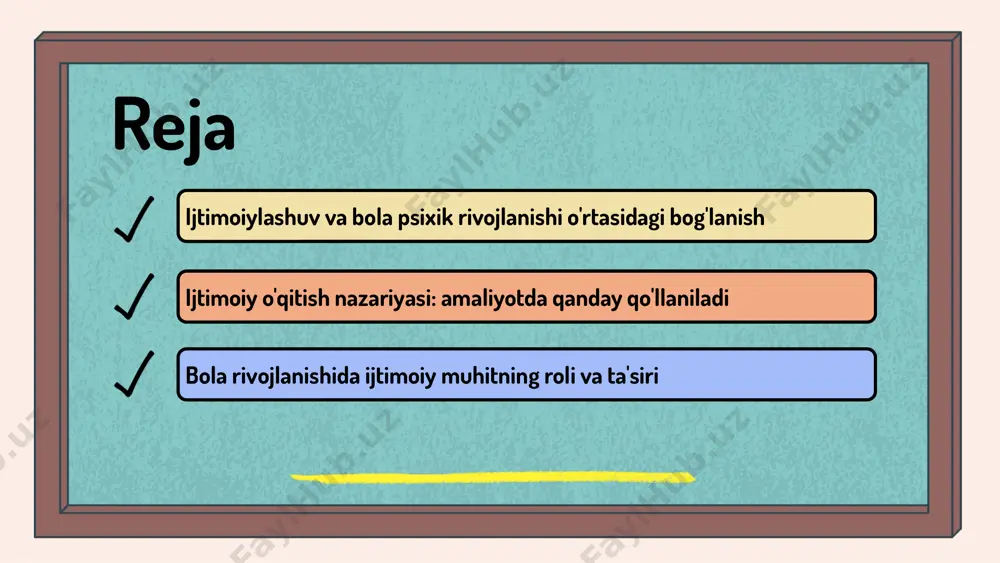 azariyani amaliyotda qo'llab, bolalarning o'zaro muloqot qilishlari va jamoaviy ishlash ko'nikmalarini oshirishga yordam berishlari kerak. ijtimoiy o'qitish nazariyasi ta'lim jarayonida bolalarga ijtimoiy vaziyatlarda qanday qilib to'g'ri harakat qilishni o'rgatadi. misol uchun, guruh ishlarida ishtirok etish, muammolarni birgalikda hal qilish va o'z fikrlarini ifoda etish ko'nikmalari rivojlanadi. bu amaliyotlar o'zaro hurmat va hamkorlikni oshiradi, shuningdek, bolalarning o'zlariga bo'lgan ishonchini mustahkamlashga yordam beradi. bola rivojlanishida ijtimoiy o'qitish ijtimoiy o'qitish bolalarning psixik rivojlanishiga muhim ta'sir ko'rsatadi. bu jarayon ularning o'zaro munosabatlarini yaxshilaydi. amaliyotda ijtimoiy o'qitish uchun turli strategiyalar mavjud. masalan, guruh ishlari va rolli o'yinlar bolalarning ko'nikmalarini rivojlantiradi. ijtimoiy o'qitish orqali bolalar o'zlarini anglashadi va ijtimoiylashuvni kuchaytirishadi, bu esa ularning jamiyatga faol kirishishlariga yordam beradi. ijtimoiy muhitning bola rivojlanishiga ta'siri ijtimoiy muhit bola rivojlanishida muhim rol o'ynaydi. u bola psixik rivojlanishida, xarakterini shakllantirishda va ijtimoiy ko'nikmalarini rivojlantirishda eng muhim omil hisoblanadi. ijtimoiy muhit bola topshirgan vazifalar va qiyinchiliklar bilan bog'liq. bola rivojlanishida ijtimoiy …