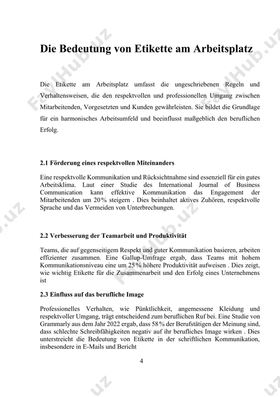 verantwortung unternehmen können die berufliche verantwortung ihrer mitarbeitenden durch klare kommunikation von erwartungen, regelmäßiges feedback und die förderung einer offenen unternehmenskultur unterstützen. laut fastercapital ist es entscheidend, eine kultur der verantwortung zu etablieren, um fehlverhalten zu vermeiden und die produktivität zu steigern 7 kultureller umgang im team der kulturelle umgang im team bezieht sich auf die art und weise, wie teammitglieder miteinander kommunizieren, zusammenarbeiten und konflikte lösen. ein respektvoller und effektiver umgang fördert nicht nur das arbeitsklima, sondern steigert auch die produktivität und innovationskraft des teams.​ 4.1 bedeutung der kommunikation eine offene und klare kommunikation ist entscheidend für den erfolg eines teams. laut einer studie von ceaseo geben 86 % der befragten unternehmen an, dass mangelnde zusammenarbeit der hauptgrund für das scheitern ihrer projekte ist . regelmäßige meetings, transparente informationsweitergabe und aktives zuhören sind wesentliche elemente einer funktionierenden kommunikation 4.2 konfliktmanagement konflikte sind in jedem team unvermeidlich, aber der umgang …