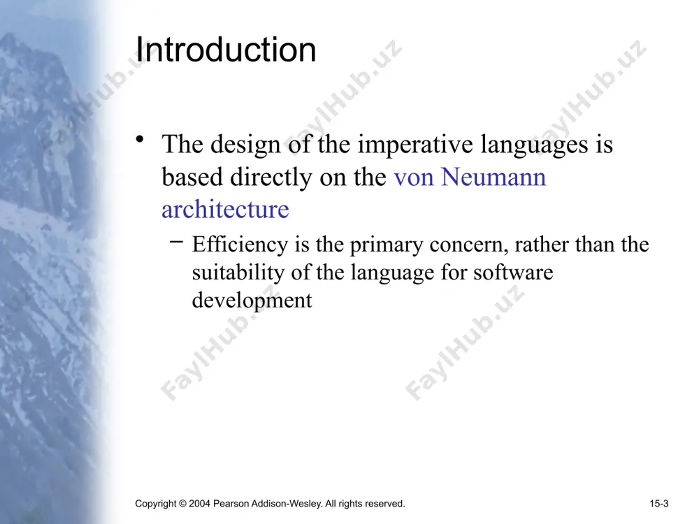 of sublists and/or atoms e.g., (a b (c d) e) originally, lisp was a typeless language lisp lists are stored internally as single-linked lists copyright © 2004 pearson addison-wesley. all rights reserved. 15-14 applications of functional languages apl is used for throw-away programs lisp is used for artificial intelligence knowledge representation machine learning natural language processing modeling of speech and vision scheme is used to teach introductory programming at a significant number of universities copyright © 2004 pearson addison-wesley. all rights reserved. 15-15 comparing functional and imperative languages imperative languages: efficient execution complex semantics complex syntax concurrency is programmer designed functional languages: simple semantics simple syntax inefficient execution programs can automatically be made concurrent image2.jpeg image1.jpeg /docprops/thumbnail.jpeg