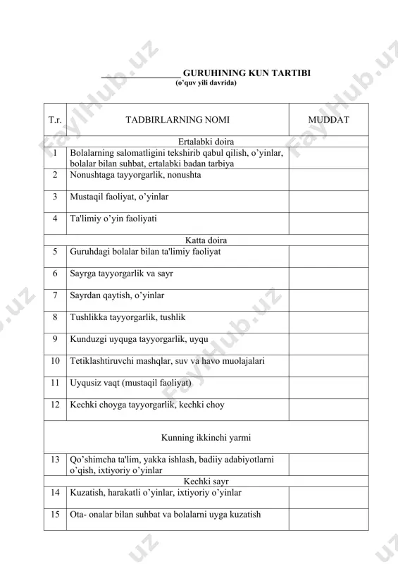 maktabgacha ta'lim tashkiloti tarbiyachisining ish jurnali - Page 5