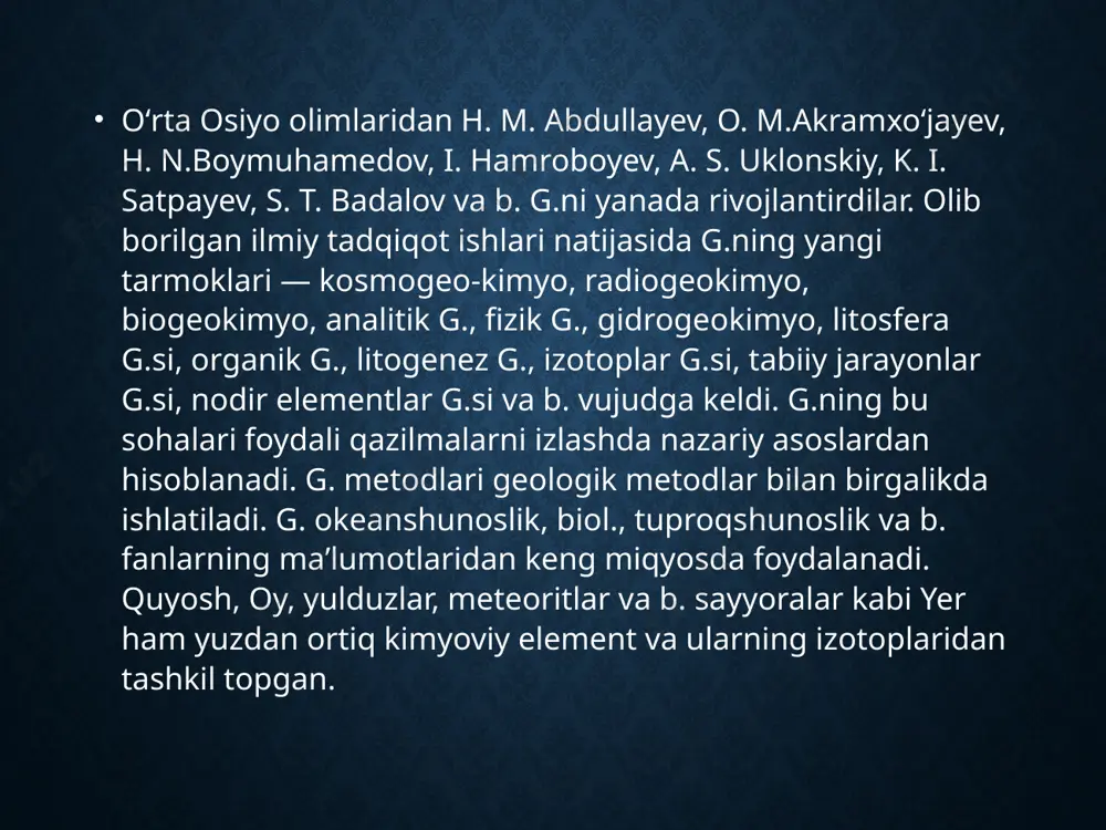 geokimyo fanining rivojlanishida fanga asos solgan olimlar - Page 4