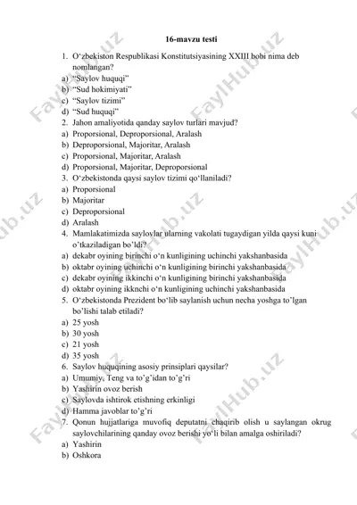 16-mavzu testi — DOCX