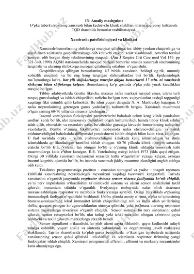xansirash: patofiziologiyasi va klinikasi — DOCX