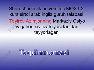 zardushtiylikning vujudga kelishi — PPT
