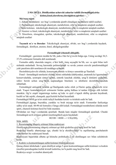 zaharlar tahlili usullari — DOCX