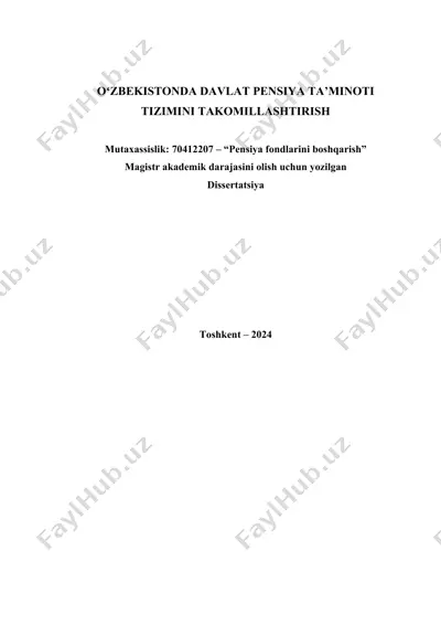 dessirtatsiya o'zbekiston pensiya taminoti to'g'risida — DOCX