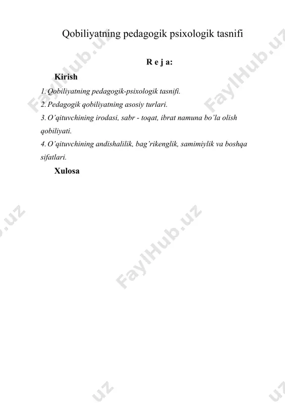 da bilim olish mahsulidir. umumiy va maxsus bilimlarni o'zlashtirish, shuningdek, kasbiy mahorat​ni egallash jarayonida qobiliyat mukammallashib va rivojlanib boradi. qobiliyatga yaqinroq turadigan tushunchalar ko'nikma va malaka- lardir. ко 'nikmalar - o'qituvchining kasbiy faoliyati jarayonida hosil qilin​gan tajriba va bilimlar asosida bajariladigan ishning mukammal usuli. malakalar - o'qituvchining ongli faoliyatni bajarishi jarayonida hosil qilingan kasbiy intellektual faoliyatning avtomatlashgan komponentlari yig'indisi. ular o’qituvchi kasbiy faoliyati mexanizmining asosini tashkil qiluv- chi jarayonlar bo’lib, qobiliyat bilan birgalikda pedagogik mahoratga erishishni ta’minlaydilarki, buning natijasida o'qituvchilar kasbiy faoliyatida ulkan yutuqlami qo'lga kiritadi. qobiliyatli, ammo ko’nikma va malakalarga ega bo’lmagan noshud o’qituvchi ko’p narsaga erisha olmaydi. qobiliyat ko’nikma va malakalami chuqur egallashda ro’yobga chiqadi. darhaqiqat, qobiliyatli kishining ko'nikma va malakalari ko'p qirrali va mukammallashgan bo 'ladi. ко ‘nikma va malakalar etarli bo 7- magan qobiliyatni birmuncha to 'idirishi yoki qobiliyatning kamchiligini tuzatishi mumkin. ko’nikmalarni umumlashtirib mohirlik ham deb ataydilar. mohirlik ham qobiliyatning o'zginasidir. demak, qobiliyat ko'nikma va …