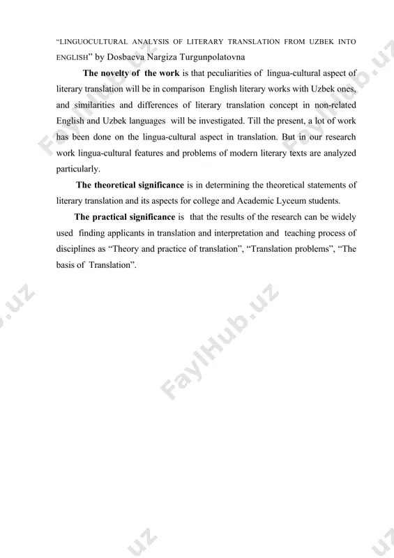 ical structures. it ‘transfers’ cultural words and preserves the degree of grammatical and lexical ‘abnormality’ (deviation from sl norms) in the translation. it attempts to be completely faithful to the intentions and the text-realization of the sl writer.” “adaptation this is the ‘freest’ form of translation. it is used mainly for plays (comedies and poetry; the themes, characters, plots are usually preserved, the sl culture converted to the tl culture and the text rewritten. the deplorable practice of having a play or poem literally translated and then rewritten by an established dramatist or poet has produced many poor adaptations, but other adaptations have ‘rescued’ period plays.” “free translation free translation reproduces the matter without the manner, or the content without the form of the original. usually it is a paraphrase much longer than the original, a so-called ‘intra-lingual translation, often prolix and pretentious, and not translation at all.” “literal translation …