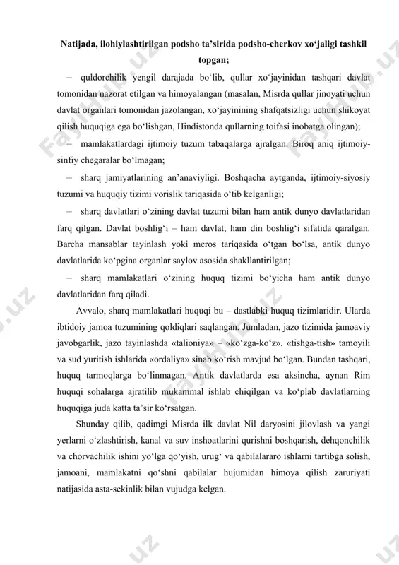 il qilgan. sharq tomondan arab qirlari (nil daryosi va qizil dengiz o‘rtasidagi) va g‘arbdagi liviya yassi tog‘liklarining bir qismi ham uning tarkibiga kirgan. aholisi qadimgi misrliklar va boshqa o‘lkalardan ko‘chib kelgan xalqlardan iborat bo‘lgan. miloddan avvalgi v va iv ming yilliklarda dehqonchilik va hunarmandchilik sohasidagi ishlab chiqaruvchi kuchlar taraqqiy etgan. natijada ibtidoiy jamoa tuzumi yemirilib, davlatning tashkil topishi uchun zarur shart-sharoitlar vujudga kelgan. urug‘doshlik aloqalari o‘rnida qishloq (qo‘shnichilik) jamoasi tarkib topgan. xususiy mulkchilik rivojlanib borgan. oqibatda, jamiyatda mulkiy tabaqalanish vujudga kelgan. ijtimoiy munosabatlardagi mazkur siljishlar muqarrar ravishda qabilachilik tuzumidan davlat tuzumiga o‘tishga olib kelgan. dastlab bir necha davlatchalar tashkil topgan. ularni mahalliy xalq «sepat», yunonliklar esa «nom» deb ataganlar. ular manbalarda viloyatlarga tenglashtiriladi. nomlar qishloq jamoalarining birgalikda ish yuritish uchun birlashishi natijasida vujudga kelgan. ma’lumotlarga qaraganda, miloddan avvalgi iv ming yillik boshlarida misrda 42 ta kichik davlatlar bo‘lgan. har bir nomning o‘z hokimi bo‘lib, u yunon tilida «nomarx» deyilgan. nomarx …