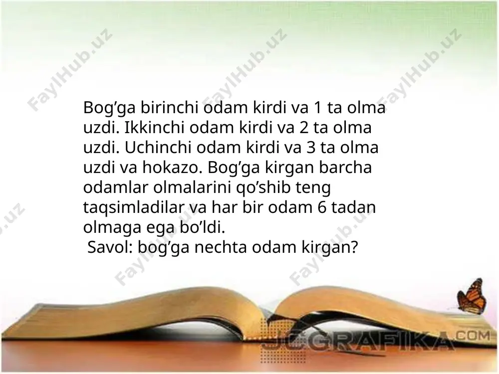 o‘lsa kabisa yil deb -bu yil 1-yanvar, 1-may, 9-may 1-sentyabr, 1-iyun haftaning qaysi kuniga to‘g‘ri keladi? yil oylari kelishi rim raqami bilan o‘rgatiladi. i,ii,iii,iv,v,vi,vii,viii, ix,x,xi,xii yilning ikkinchi, oltinchi va o‘n birinchi oylari nomini ayting. yil oylarini tanishtirishda doiraviy sxemalardan foydalanish qulaydir. chunki shu sxema yordamida yil oylarini kelish tartibini, har qaysi faslda nechta oy borligi qancha davom etishini bilib oladilar. kalendar orqali bolalar haftaning har xil voqealarini, ular bilan bog‘liq bo‘lgan kunlarni eslashadi. tasavvur hosil bo‘lsa boshlaydi. 1 soat – 60 minut. soat h harfi bilan belgilanadi. masalan, 1 h = 1 soat. soat nima? soat qanday qismlardan tashkil topgan? ( soat qanday o‘lchovlarni sanaydi? qaysi mil minutlarni sanaydi? siferblatning qaysi bo‘limi minutga mos keladi? minut mili 12 dan 1 ga, 1 dan 2 ga, 5 dan 6 ga ko‘chganda necha minut o‘tadi? 1 asr=100 yil zafar uy tomorqasidagi daraxtlarni ohak bilan oqlash uchun ota-onasiga yordam beradi. u 1 soatda …