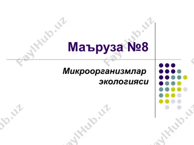mikroorganizmlar ekologiyasi — PPT